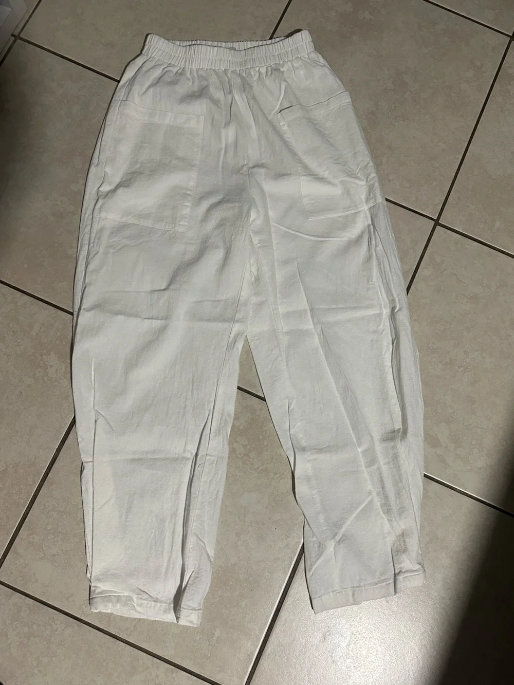 Cupshe White Elastic-Waist Casual Pants